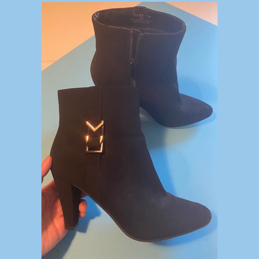 Impo “Tulsie” Suede Heeled Ankle Booties